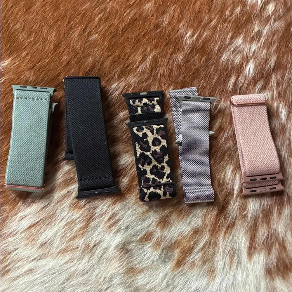 Assorted Apple Watch Bands - Mint, Black, Leopard, Lavender, Blush
